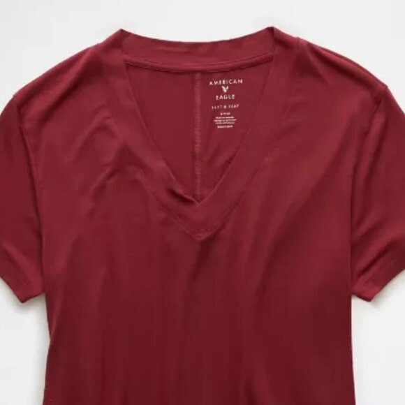 NWT American Eagle Soft & Sexy Oversized Burgundy V-Neck Tee Shirt - Picture 5 of 8